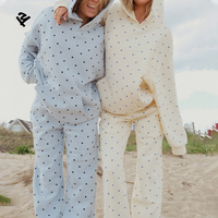 Pakaian Wanita Trendi Musim Gugur 2026 Streetwear Setelan Olahraga Custom Sweatsuit Motif Polkadot Set Dua Potong Hoodie dan Celana Panjang