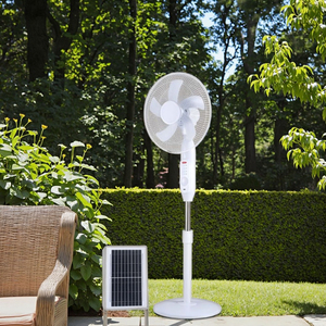 Ventilateur sur pied de 16 pouces à commande mécanique, oscillant, avec lumière LED solaire, batterie (12000 mAh), hauteur réglable pour usage hôtelier - Product Image 5