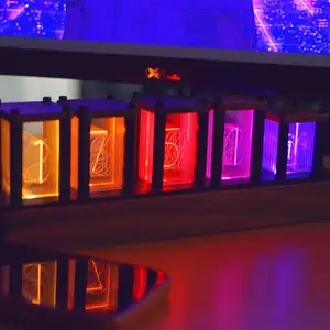 Relógio de mesa com luz noturna Rgb Nixie Relógio com tubo brilhante de design exclusivo 2024