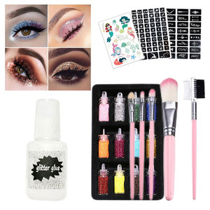 <strong>Kids</strong> Adult Party Glitters Makeup Brushes Set 12 Color Face Body Temporary Stickers Glitter <strong>Tattoo</strong> <strong>Kit</strong> - Product Image 5