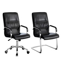 Chaise de bureau pivotante classique à dossier moyen en cuir PU pour la maison et le bureau