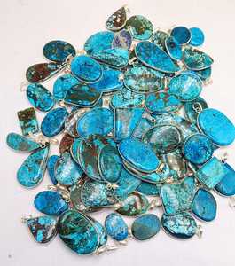 จี้ทำมือประดับพลอยเทอร์ควอยซ์ธรรมชาติ เงินแท้ 925 ชุบทอง ของขวัญเครื่องประดับสำหรับทุกเพศ เหมาะสำหรับวันครบรอบ - Product Image 1