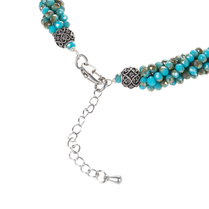AB <b>Turquoise</b> 18-Inch Crystal Necklace with 4 Rows Twisted Faceted Glass <b>Beads</b> 3mm Size - Product Image 6