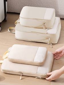 กระเป๋าจัดระเบียบสัมภาระแบบ 3 ชิ้น ชุดกระเป๋าเก็บของแบบบีบอัดสำหรับเดินทาง ความจุขนาดใหญ่ สำหรับจัดระเบียบตู้เสื้อผ้าและกระเป๋าเดินทาง - Product Image 3