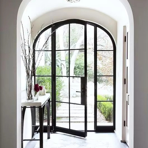 Puertas <span class=keywords><strong>de</strong></span> acero <span class=keywords><strong>de</strong></span> doble acristalamiento modernas, vidrio estriado, diseño negro, ventanas para exteriores, Hotel, rotura térmica, aislamiento acústico, <span class=keywords><strong>Pan</strong></span> <span class=keywords><strong>de</strong></span> acero - Product Image 1