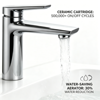 Robinet de lavabo monocommande pour salle de bain, finition chromée ou laiton, mélangeur eau chaude et froide pour hôtel