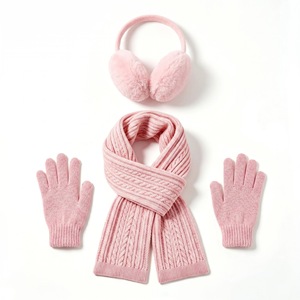 Ensemble 3 pièces transfrontalier 100 % acrylique pour enfants : cache-oreilles, écharpe et gants – Ensemble chaud et polyvalent pour garçons et filles - Product Image 3