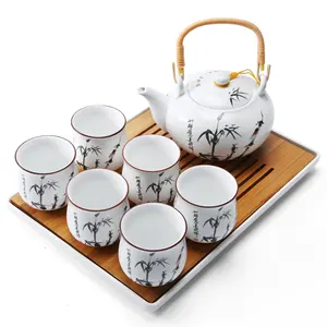 Traditional gongfu coffee & tea sets Chinese gift box packaging teapot with 6 tea cups ceramic tea sets