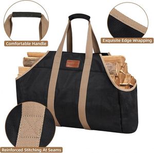 BSCI Custom Firewood Carrier Bag for Camping and Outdoor Use: Wood <b>Log</b> Match Bag Tote <b>Holder</b> for Storage - Product Image 2
