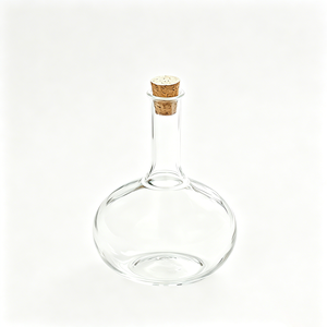Carafe en verre transparent sans plomb à col long et bulbe rond avec bouchon en liège pour vin <span class=keywords><strong>de</strong></span> fruits (<span class=keywords><strong>pomme</strong></span>, poire) et boissons <span class=keywords><strong>maison</strong></span> - Product Image 1