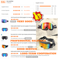 Lunettes de ski anti-buée personnalisées avec logo OEM ODM, protection UV400, lunettes de snowboard OTG