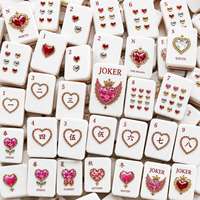 Nouvelles Tuiles de Mahjong Portables en Acrylique Rose et Violet, Écologiques, de Luxe Moderne, à Deux Couches, Motif Amour Américain, pour Jeu à la Main