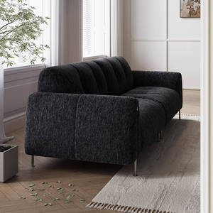 Nouveau canapé en tissu chenille de style italien <span class=keywords><strong>du</strong></span> milieu <span class=keywords><strong>du</strong></span> siècle, rétro, Bauhaus, noir, doux et confortable, canapé droit pour salon - Product Image 3