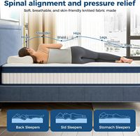 Matelas à ressorts ensachés de luxe moderne Norna, taille Queen, avec mousse à mémoire de forme pour hôtel, appartement - Sommeil de haute qualité