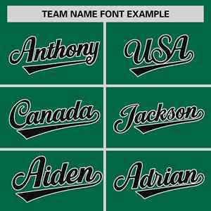 Camiseta de Softbol Personalizada con Mangas Raglán a Rayas Verde Kelly y Blanco-Negro, Auténtica, con Dos Botones - Product Image 3