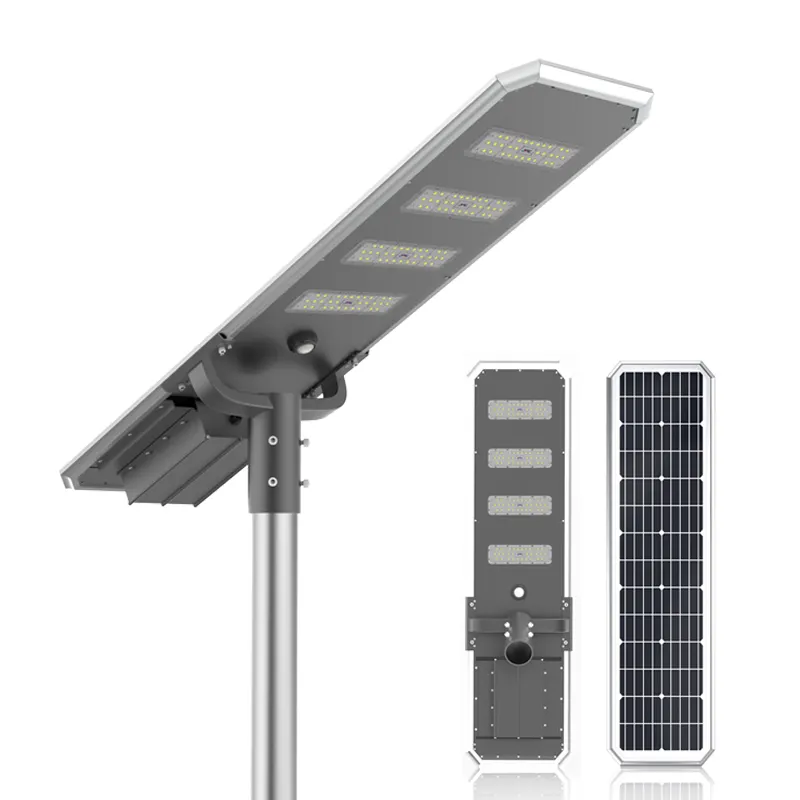 Enerji tasarrufu 50w 100w hepsi bir arada güneş enerjili hareket sensörü led açık alan sokak lambası