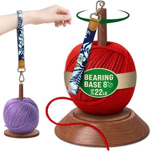 Repose-poignet portable, support de poignet en bois, porte-boule de fil, sangle de rangement pour fil, bracelet en cuir, support pour fil à tricoter - Product Image 1