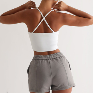 2025 femmes basique gymnastique haut court respirant été actif Bandeau réglable fines bretelles avant basique athleisure <span class=keywords><strong>Fitness</strong></span> blanc - Product Image 3