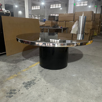 Table à manger moderne en acier inoxydable avec plateau en verre, idéale pour les mariages en hôtel, la restauration et les activités de plein air