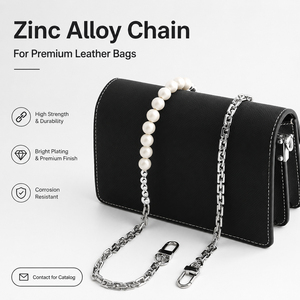 Chaîne de sac perlée en zinc inaltérable, <span class=keywords><strong>d</strong></span>écor esthétique western, sangles de luxe en argent pour femmes élégantes, vente en gros, design <span class=keywords><strong>d</strong></span>écoratif - Product Image 1