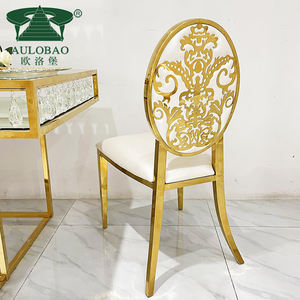 Hotel <b>Gold</b> Round Back Wedding <b>Chair</b> Stainless Steel Stackable Dining Party Event Banquet <b>Chair</b> - Product Image 5