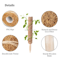 Support de plante en fibre de coco Coir Totem Pole, auto-arrosant, extensible, pour jardin intérieur et extérieur