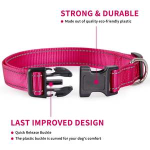Colliers de dressage réglables réfléchissants pour chiens Chiot Petits chiens de taille moyenne avec sangle en nylon mince et boucle en plastique à dégagement rapide - Product Image 4