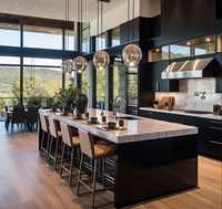Nouveau modèle de cuisine moderne de style italien, ensemble complet de meubles de cuisine, armoires de cuisine modulaires en acier inoxydable avec îlots