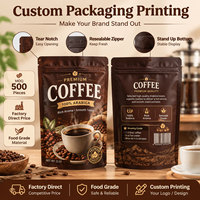 Sachets Doypack pour café en grains, personnalisables, haute barrière, refermables à fermeture éclair, pour emballage de café torréfié, vente en gros