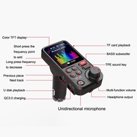 Lecteur MP3 sans fil pour voiture BT93 QC3.0 avec écran couleur, prise allume-cigare USB, émetteur FM, prend en charge le format WAV