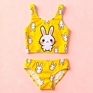 OEKO TEXカスタムサマー子供用スプリト水着かわいい漫画2ピースベビースイミングスーツ小さな子供用女の子用ビキニセット - Product Image 1