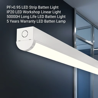 Plafonnier LED linéaire haute efficacité 120lm/W, 2ft 4ft 5ft, 18W 38W 55W, IP20 CRI>80 pour entrepôt, type tube