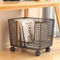 Chariot de rangement à roulettes en fer pour bureau d'étudiant, avec boîte à livres, poulies, rangement de fichiers en maille, organisateur de dossiers format lettre, pour la maison, écologique