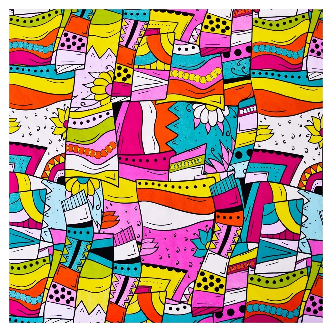 Hoge Kwaliteit Abstracte Cartoon Zwaar Gewicht 95% Katoen 5% Spandex Effen Gebreide Franse Badstof Stoffen Voor Hoodies