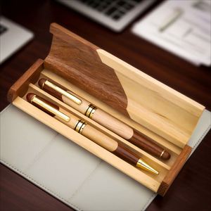 High Quality Eco-Friendly Folding <b>Multi</b>-<b>Color</b> Wooden Box Ballpoint <b>Pens</b> Set with Innovative Gift Packaging for Business Writing - Product Image 6