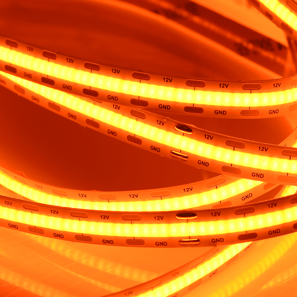 Dv24v 420leds/m 12w/m Orange Cob Led Strip Flexible COB LED Strip Light