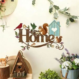 En gros, Niche à oiseaux en métal avec lettres HOME, Décoration murale artisanale en fer pour intérieur et extérieur - Product Image 3