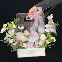 Panier floral triangulaire transparent pliable à main pour arrangements DIY, fleurs éternelles, cadeau d'anniversaire, emballage artisanal