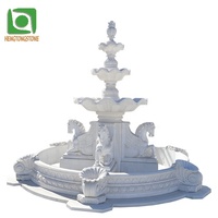 Sculpture décorative extérieure populaire de fontaine d'eau de marbre avec la statue de cheval