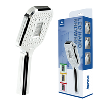 Douche à main intelligente avec affichage LED, jet pluie, indicateurs de température et de débit, modes de pulvérisation multiples, minuterie, économie d'eau, finition chromée simple