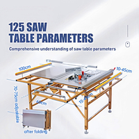 Scie à table coulissante pliable directe d'usine WJ125 Table de coupe de bois Scie à table portable coulissante pour le travail du bois