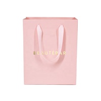 Personnalisez le grand sac cadeau à provisions en papier rose pour vêtements avec poignée pour votre propre logo