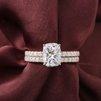 Bague de fiançailles en moissanite à double couche sertie pavé, bijoux fins pour femmes