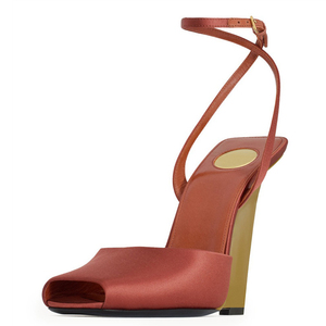 Nouvelles sandales compensées à bout ouvert avec bride à la cheville pour femmes - Product Image 5