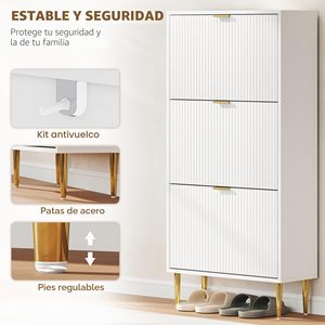 SENYU Meuble à chaussures autoportant moderne avec 2 tiroirs, rangement gain de place pour entrée, mobilier de maison, design minimaliste, bois blanc - Product Image 6