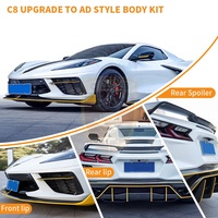 Kit carrosserie en fibre de carbone sèche style AD pour Chevrolet Corvette C8 : Lame avant, prises d'air avant, jupes latérales, diffuseur arrière
