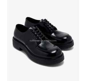 Scarpe <span class=keywords><strong>Derby</strong></span> Unisex in Vera Pelle con Lacci, Tacco Basso, in Pelle di Vitello, per Uomo e <span class=keywords><strong>Donna</strong></span>, Colore Nero - Product Image 4