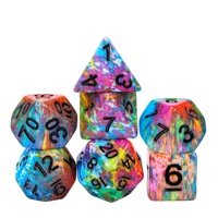 Ensemble de dés polyédriques en résine personnalisables avec logos, 7 pièces, motifs multicolores pour jeux de rôle (D&D)