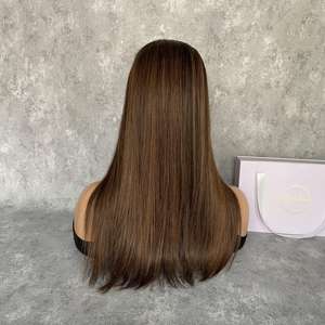 <b>Brown</b> Balayage Color Russian Hair Lace Front <b>Top</b> Toupee High Quality in stock Invisible Hairline Hair Pieces For <b>Women</b> Topper - Product Image 4