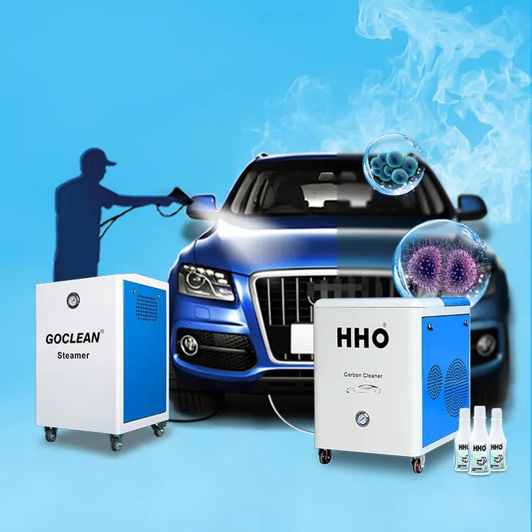 MobileService Car Wash Care Detailing Equipment EnergyFuelWatersaving HHO Carbon Cleaning+GOCLEAN Steam Cleaner Car Wash Machine